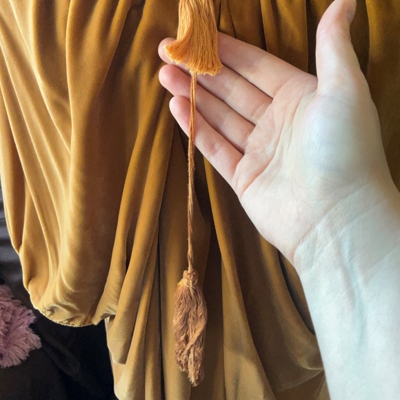Gold Velvet Flapper Dress with Tassel Back Detail - Large/One Size Fits Many - Picture 2 of 4
